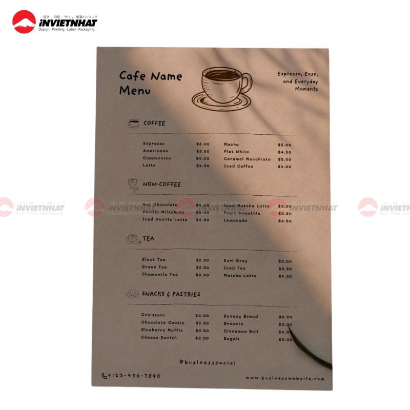 mẫu in menu quán cafe cổ điển