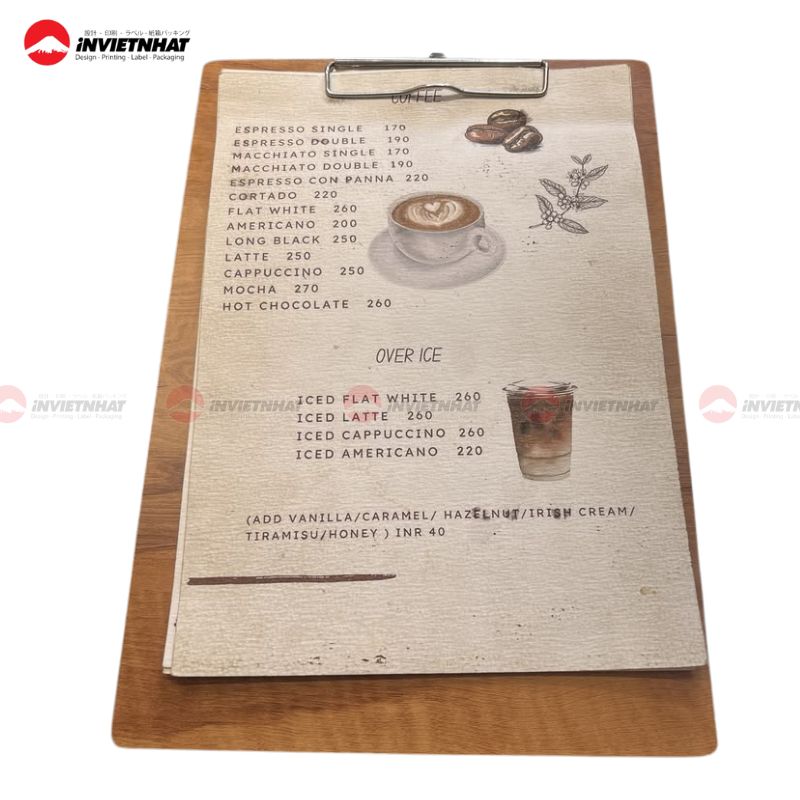 mẫu in menu quán cafe hoài cỗ