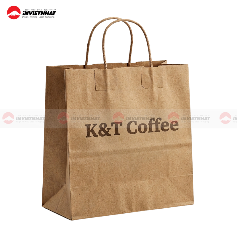 Túi giấy kraft có quay xách đựng coffee K&T
