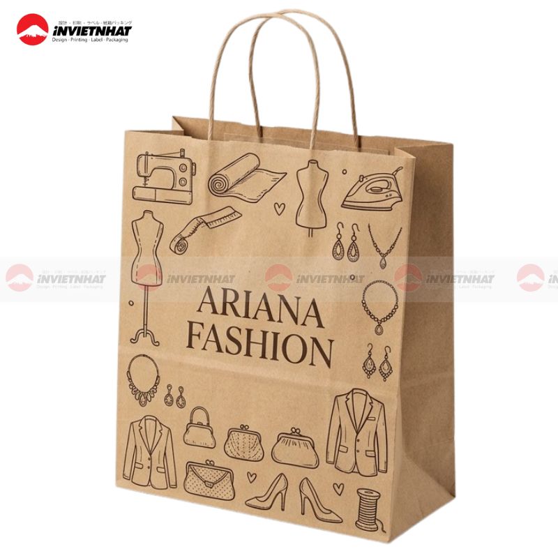 Túi giấy kraft có quay xách đựng quần áo Ariana
