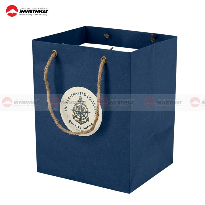Túi giấy vuông xanh dương