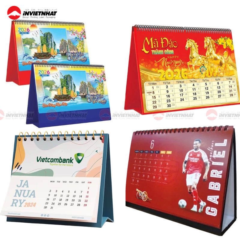 Các mẫu lịch nhiều chủ đề phong cảnh, âm dương, ngân hàng, bóng đá