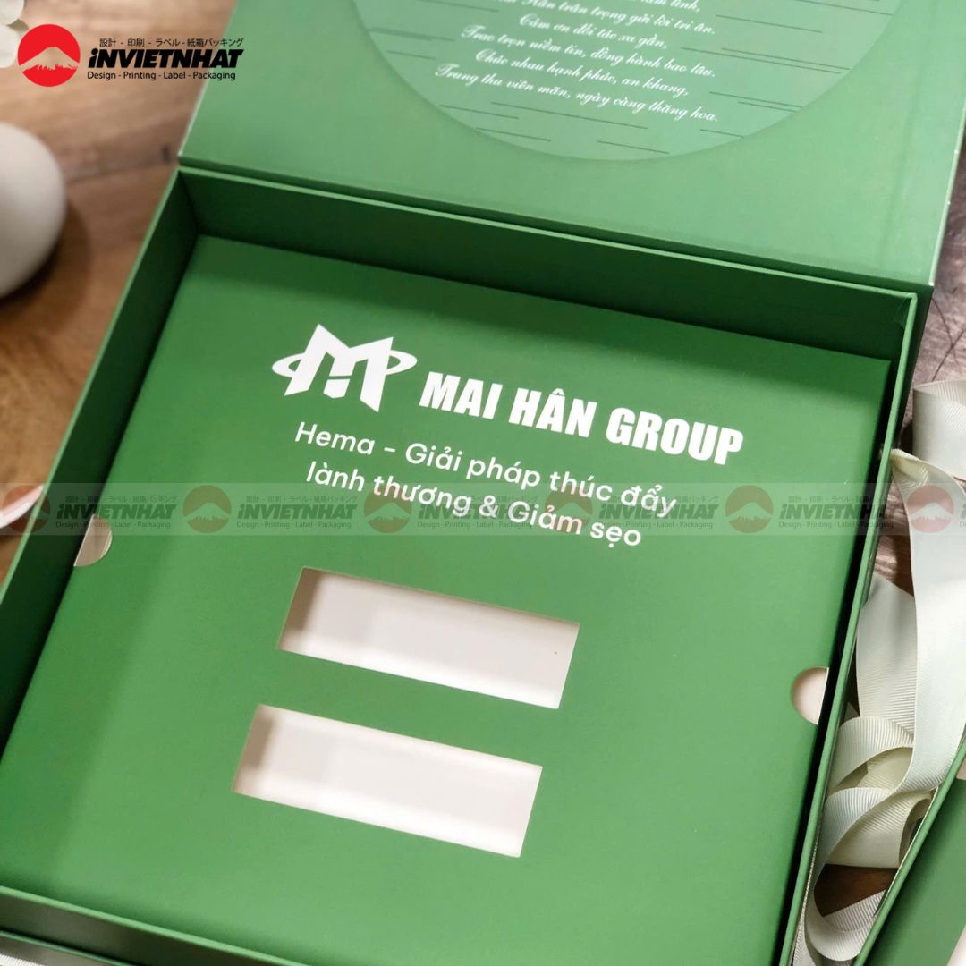 In hộp giấy nam châm 19 Hộp cứng nam châm màu xanh