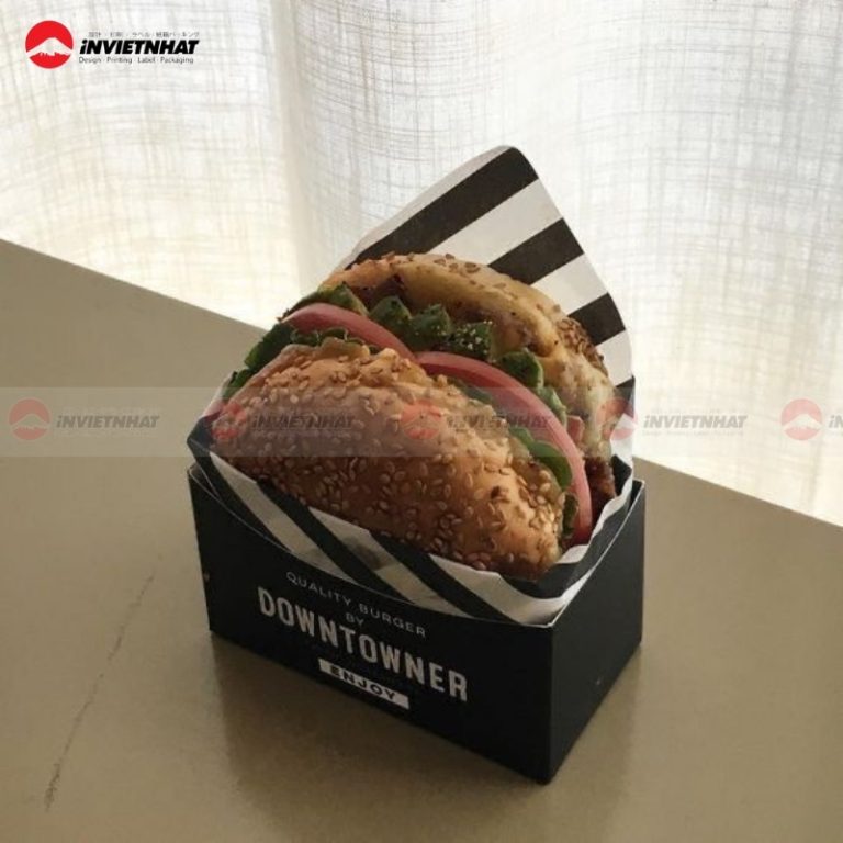 In hộp giấy đựng hamburger