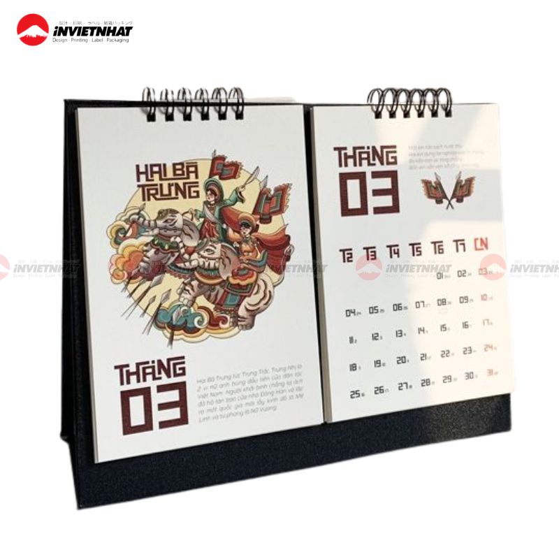 Dịch vụ in lịch để bàn CHUYÊN NGHIỆP tại TP HCM 7 Mẫu lịch để bàn chữ A màu đen