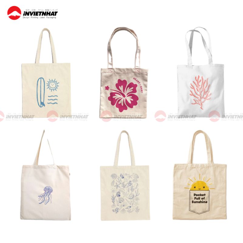 Mẫu túi tote in hình hoạ tiết dễ thương