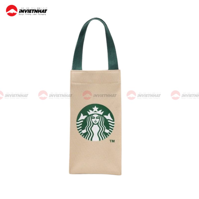 Mẫu túi tote in logo starbucks size nhỏ