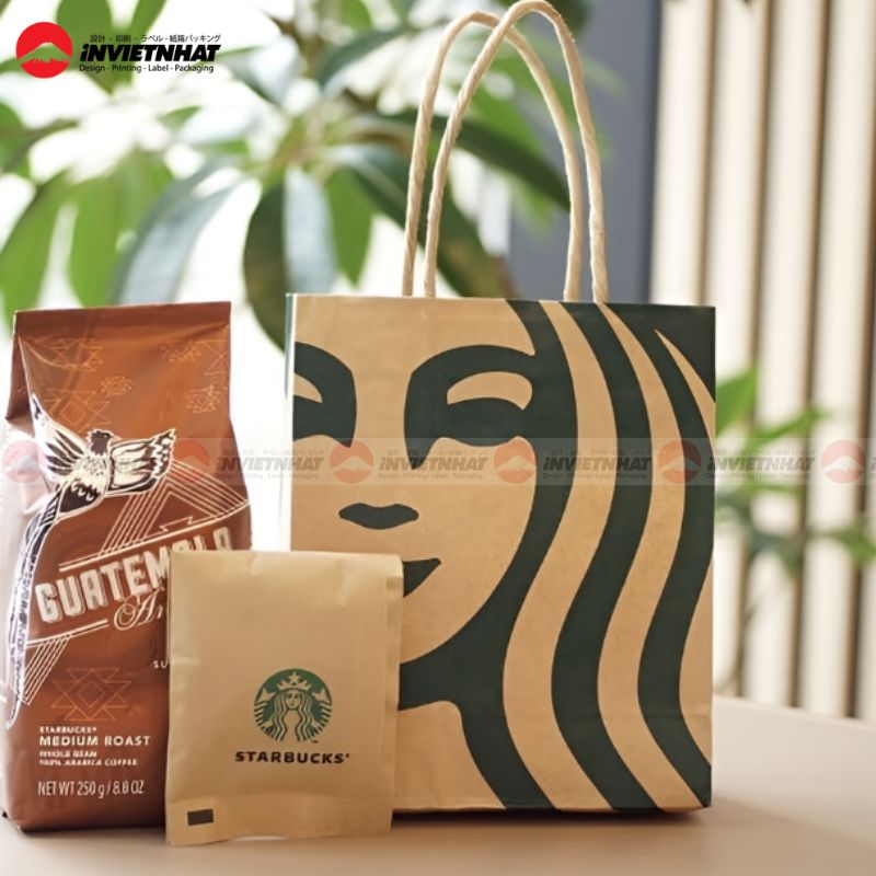 In túi giấy đựng cà phê 14 Túi giấy đựng cafe thương hiệu starbucks