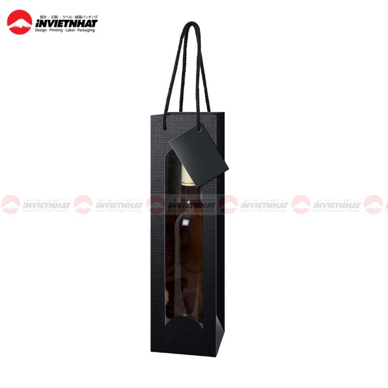 In túi giấy đựng rượu 25 Túi giấy đựng rượu màu đen