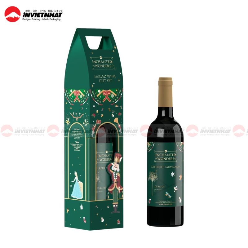 In túi giấy đựng rượu 23 Túi giấy đựng rượu màu xanh lá
