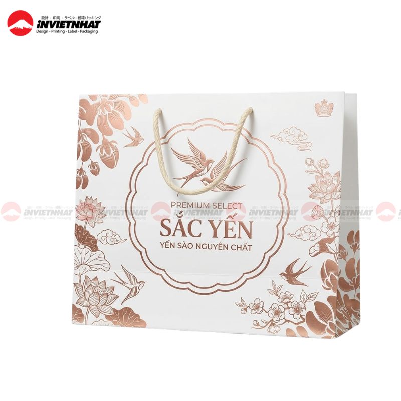 In túi giấy đựng yến sào 11 Túi giấy đựng yến sào cao cấp màu trắng