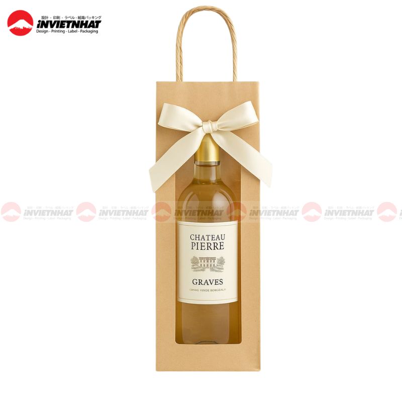 In túi giấy đựng rượu 22 Túi giấy kraft đựng 1 chai rượu
