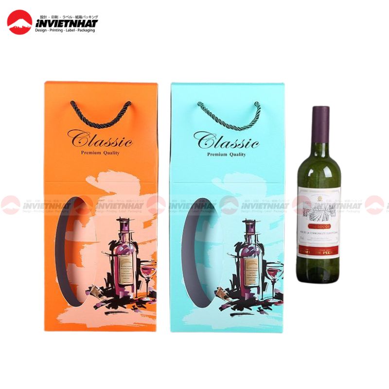 In túi giấy đựng rượu 21 Túi giấy kraft đựng rượu màu cam