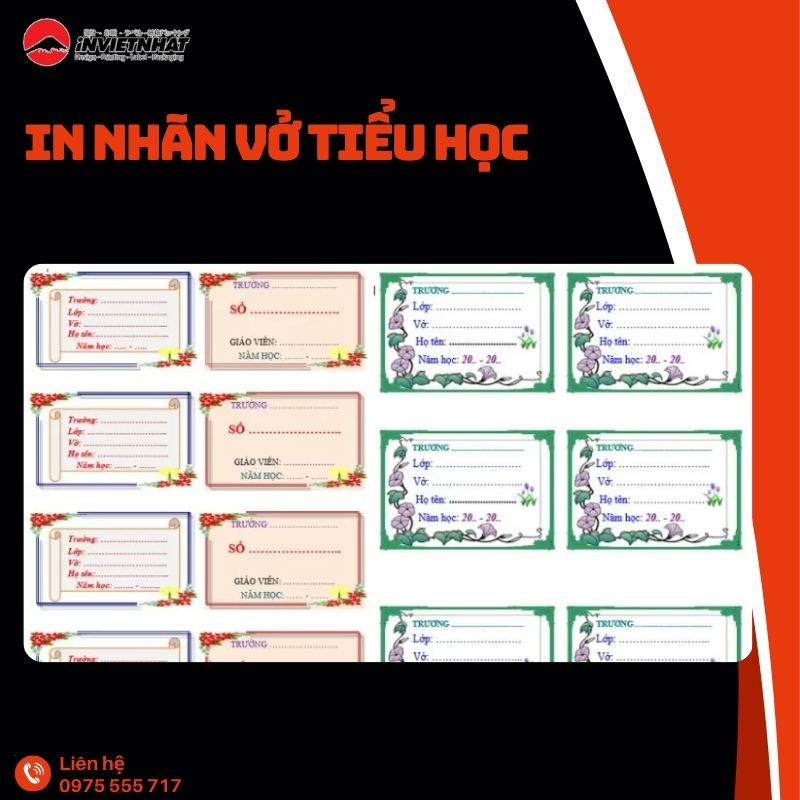 in nhãn vở tiểu học