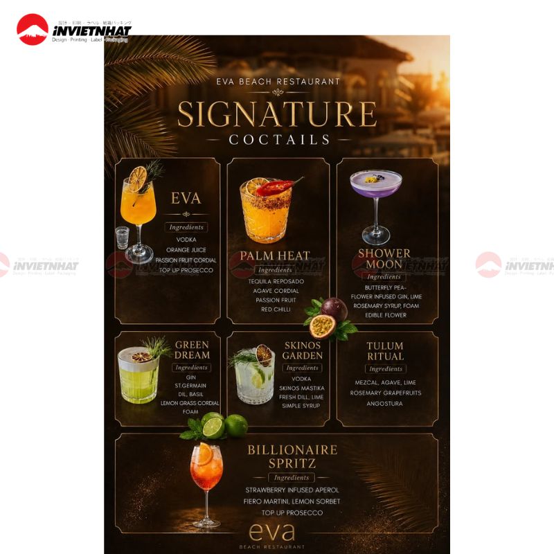 mẫu menu cocktails