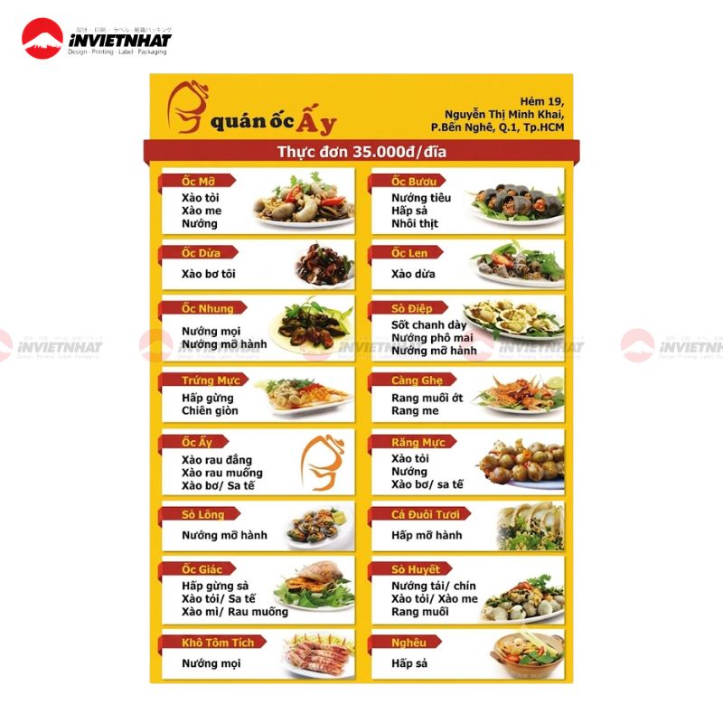 mẫu menu quán ốc ấy