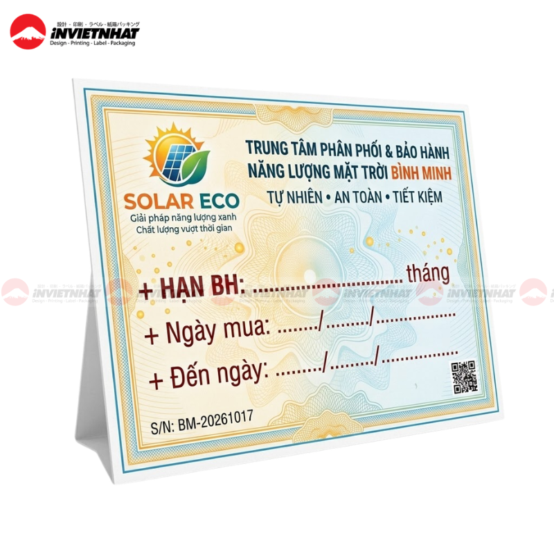 In tem bảo hành 18 Mẫu tem bảo hành đèn năng lượng solar