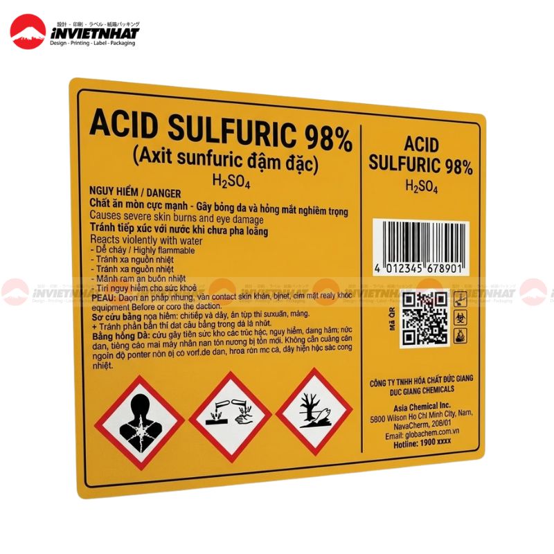 In nhãn hóa chất 26 Mẫu nhãn hóa chất Acid Sulfuric
