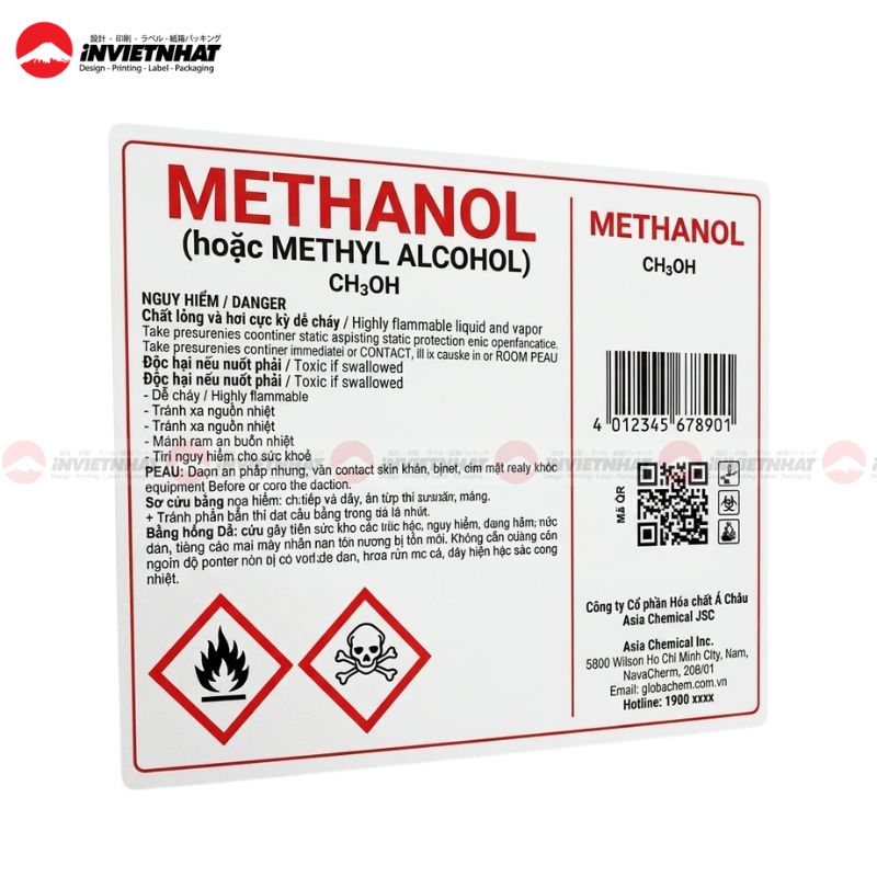 In nhãn hóa chất 23 Mẫu nhãn hóa chất Methanol