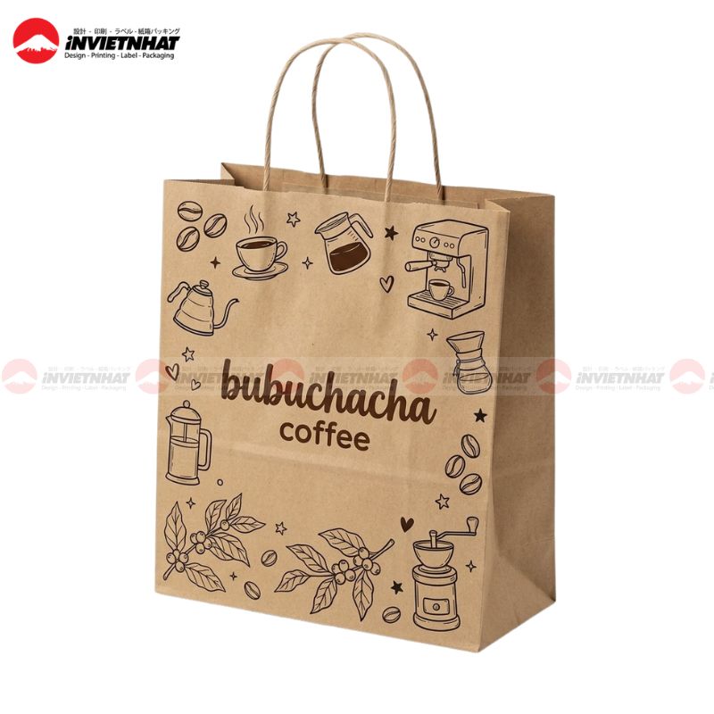 mẫu túi giấy kraft bubuchacha coffee