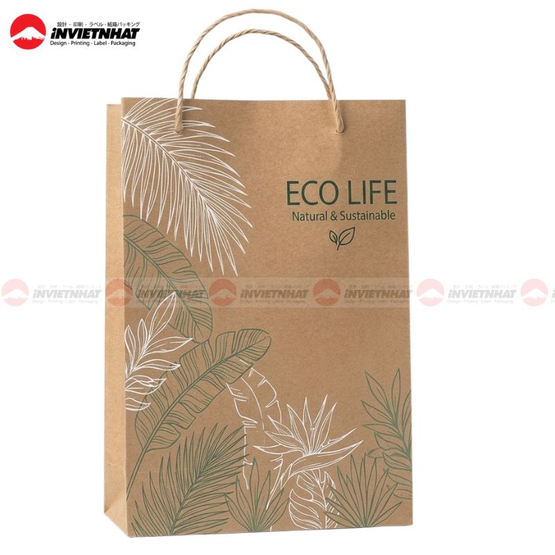 mẫu túi giấy kraft in hoạ tiết eco life