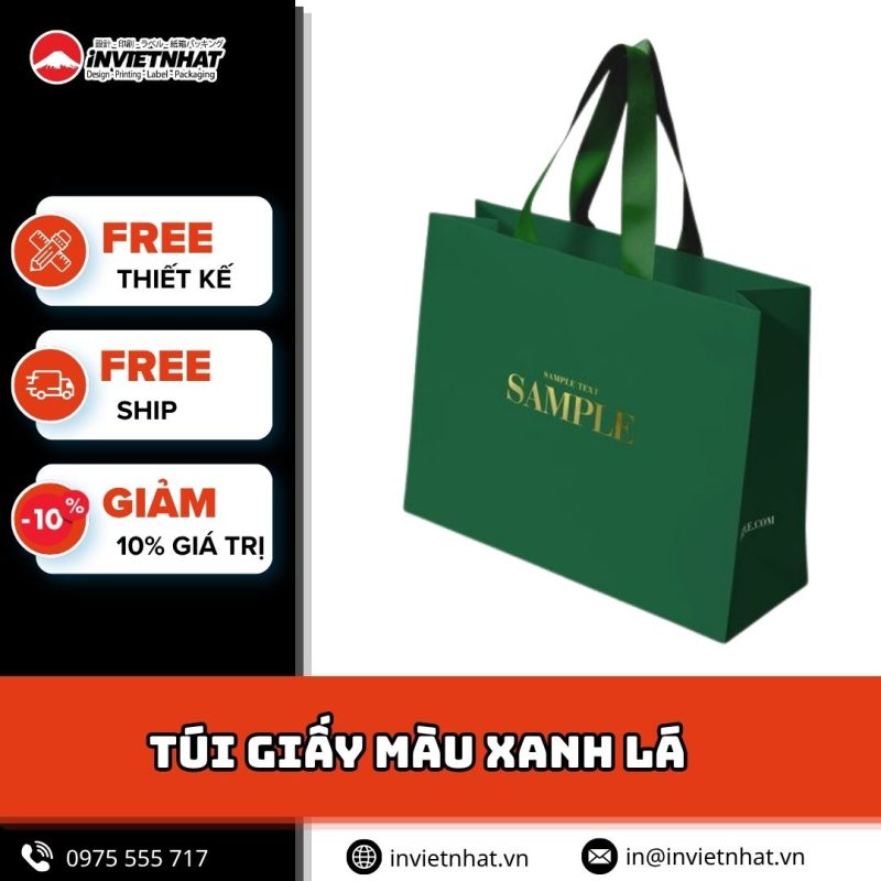 thumbnail túi giấy màu xanh lá