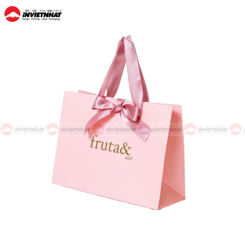 túi giấy đựng trang sức màu hồng ép kim