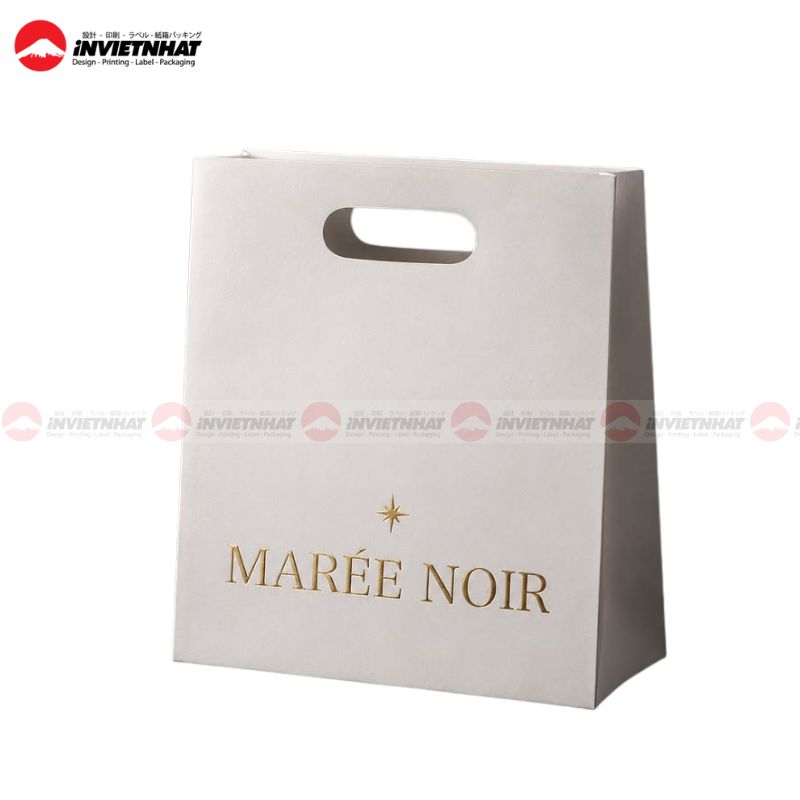 túi giấy đựng trang sức màu trắng ép kim