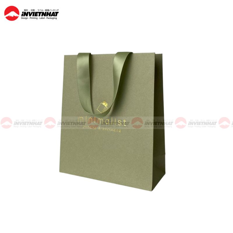 In túi giấy ép kim 14 túi giấy ép kim màu xanh lá