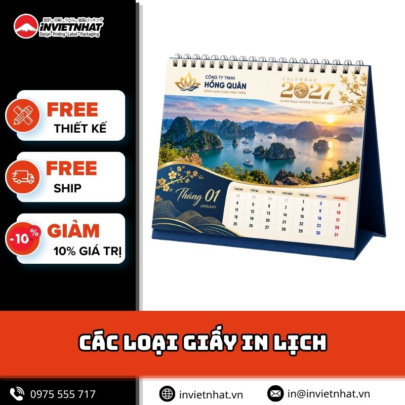 Các loại giấy in lịch tại In Việt Nhật