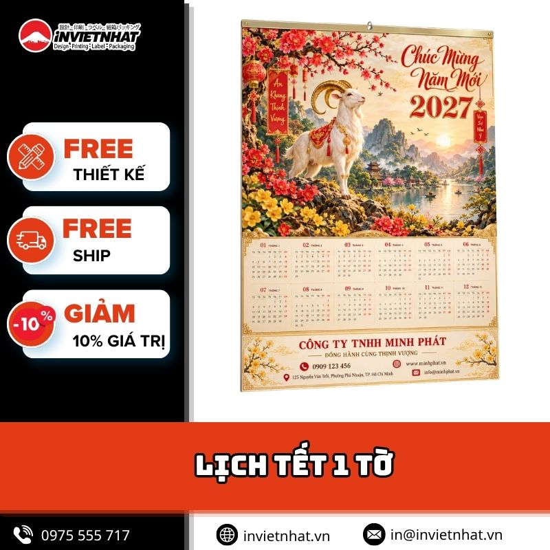 Mẫu in lịch tết 1 tờ