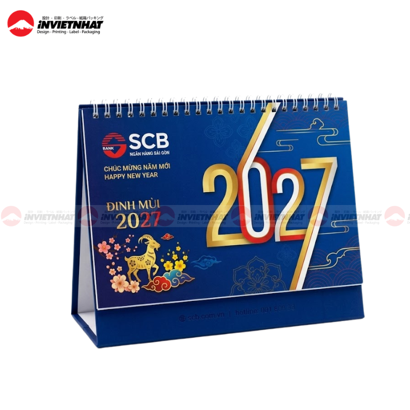 In lịch tết ngân hàng 26 lịch để bàn ngân hàng SCB 2027