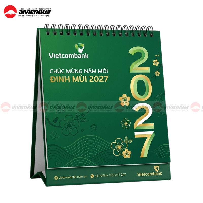 In lịch tết ngân hàng 30 lịch để bàn ngân hàng Vietcombank 2027