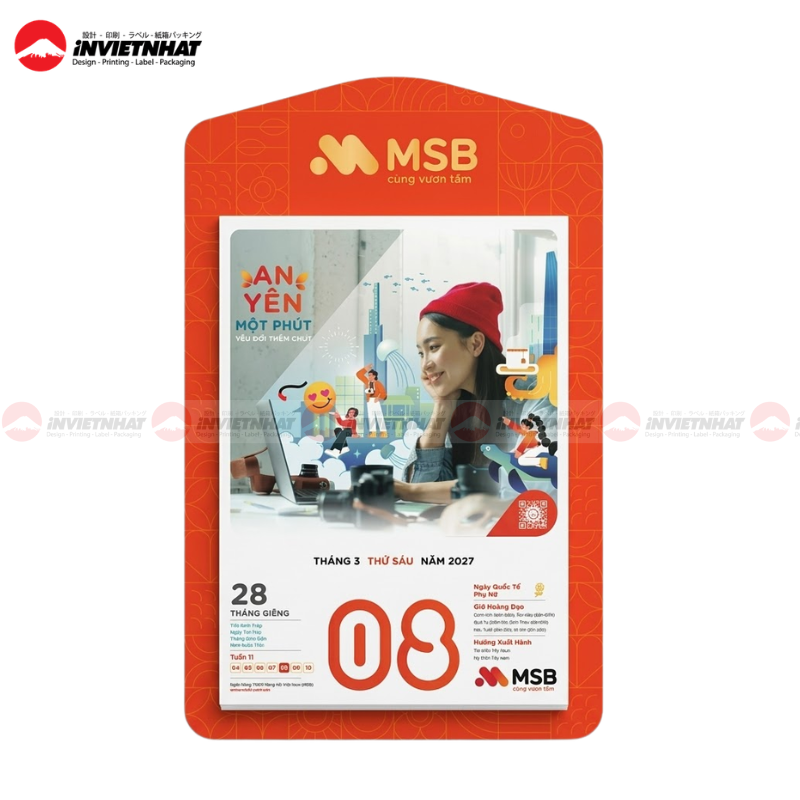 In lịch tết ngân hàng 24 lịch treo tường ngân hàng MSB 2027