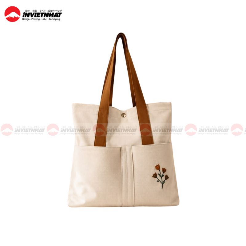 Túi vải in logo 27 mẫu túi vải canvas có nút màu be