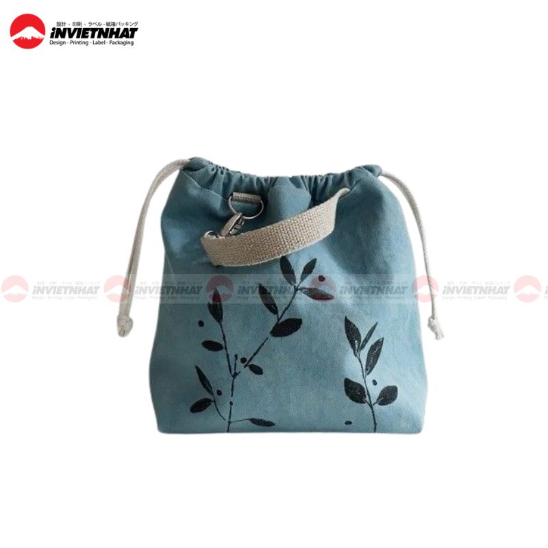 Túi vải in logo 24 mẫu túi vải canvas dây rút màu xanh dương
